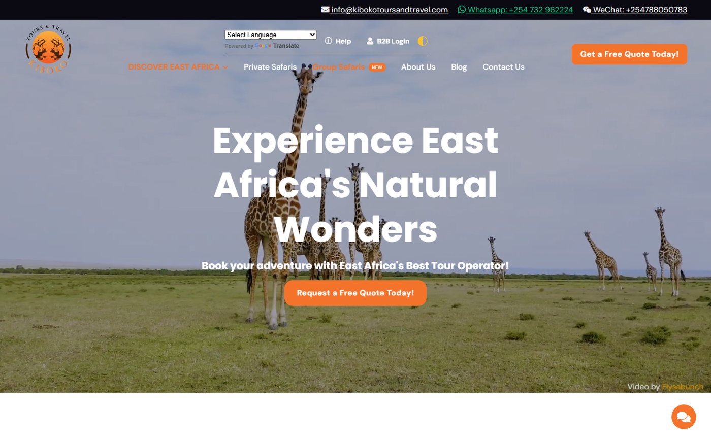 Kiboko Tours & Travel website